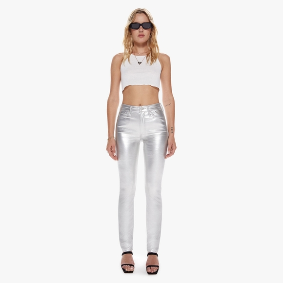 MOTHER Pants - MOTHER - THE DAZZLER SKIMP - RAIN OR SHINE METALLIC SKINNY PANT